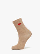 Damessokken Lurex Heart Pieces Beige socks women 17159116
